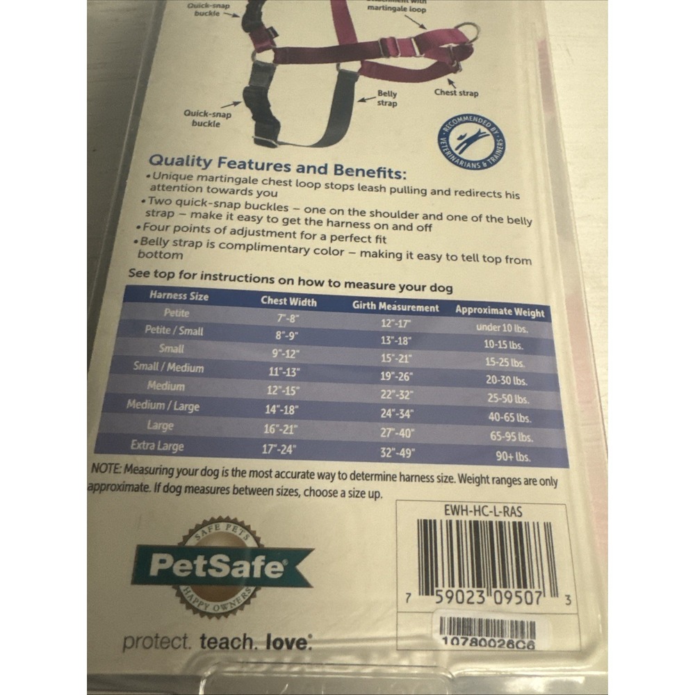 PetSafe Easy Walk No-Pull Walking‎ Harness Raspberry / Gray Size Large Dog Pet - Picture 5 of 5